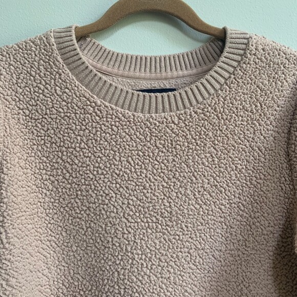 Abercrombie & Fitch Sherpa Sweatshirt Womens L Pale Pink Cozy Deep Pile Pullover - Picture 2 of 7